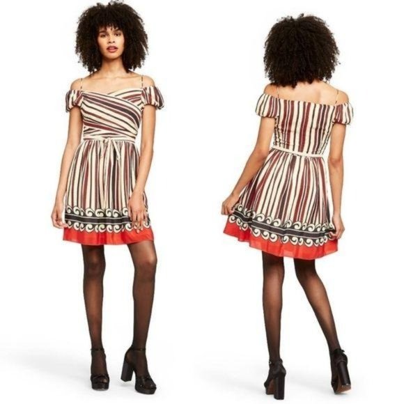 Anna Sui Dresses & Skirts - Anna Sui Dress Off The Shoulder Silk Ruched Red